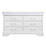 59" White Solid Wood Six Drawer Double Dresser with LED - Homeroots - Flyclothing LLC