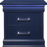 24" Blue Two Drawer Solid Wood Lighted Nightstand - Homeroots - Flyclothing LLC