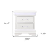 24" White Two Drawer Nightstand - Homeroots - Flyclothing LLC