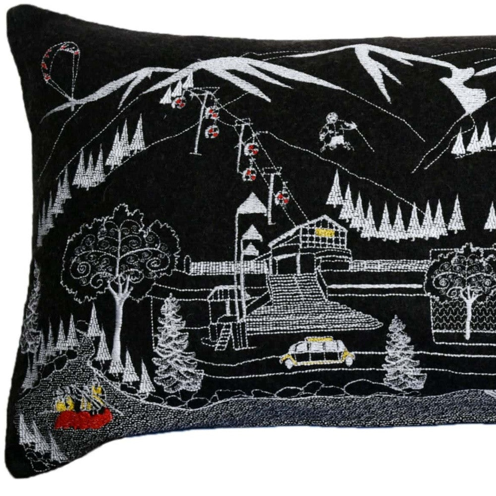 46" Black Aspen Nighttime Skyline Lumbar Decorative Pillow - Homeroots - Flyclothing LLC