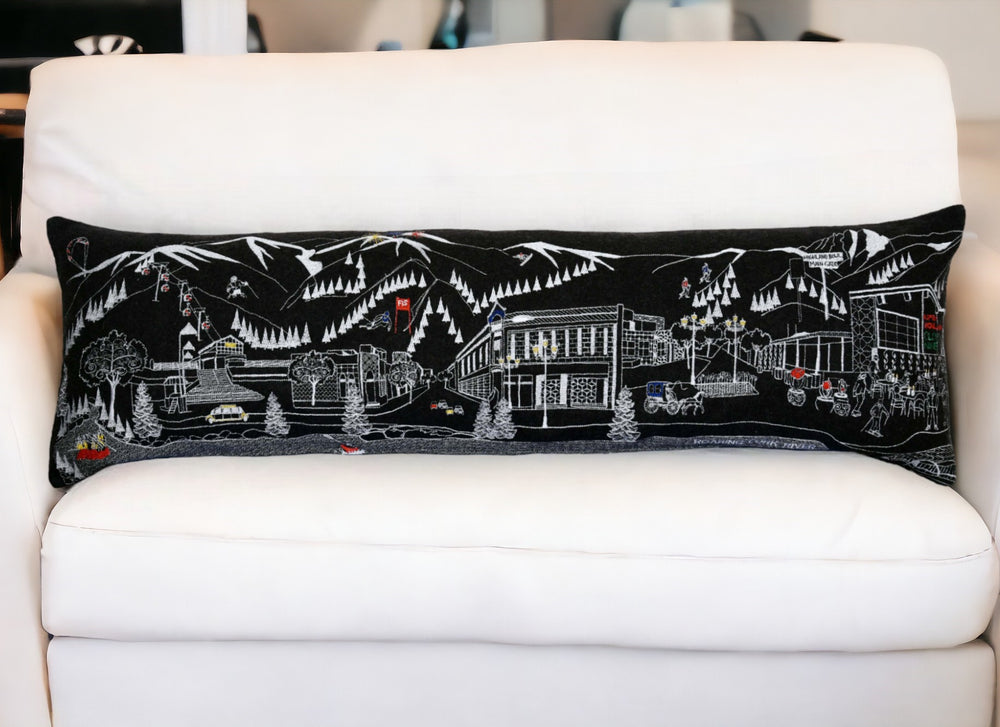 46" Black Aspen Nighttime Skyline Lumbar Decorative Pillow - Homeroots - Flyclothing LLC