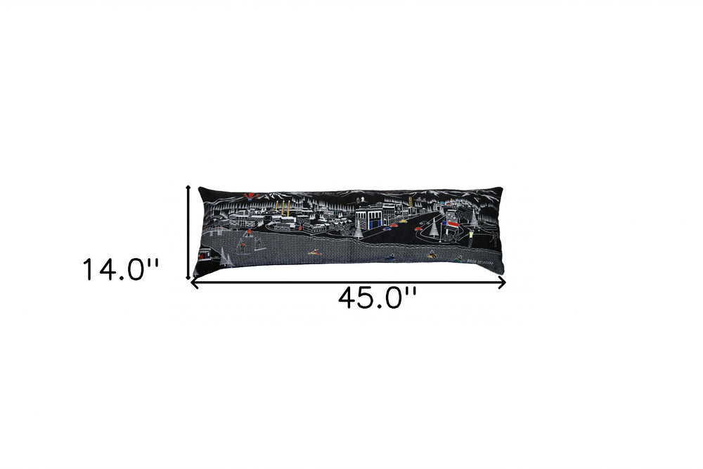 46" Black Bend Nighttime Skyline Lumbar Decorative Pillow - Homeroots - Flyclothing LLC