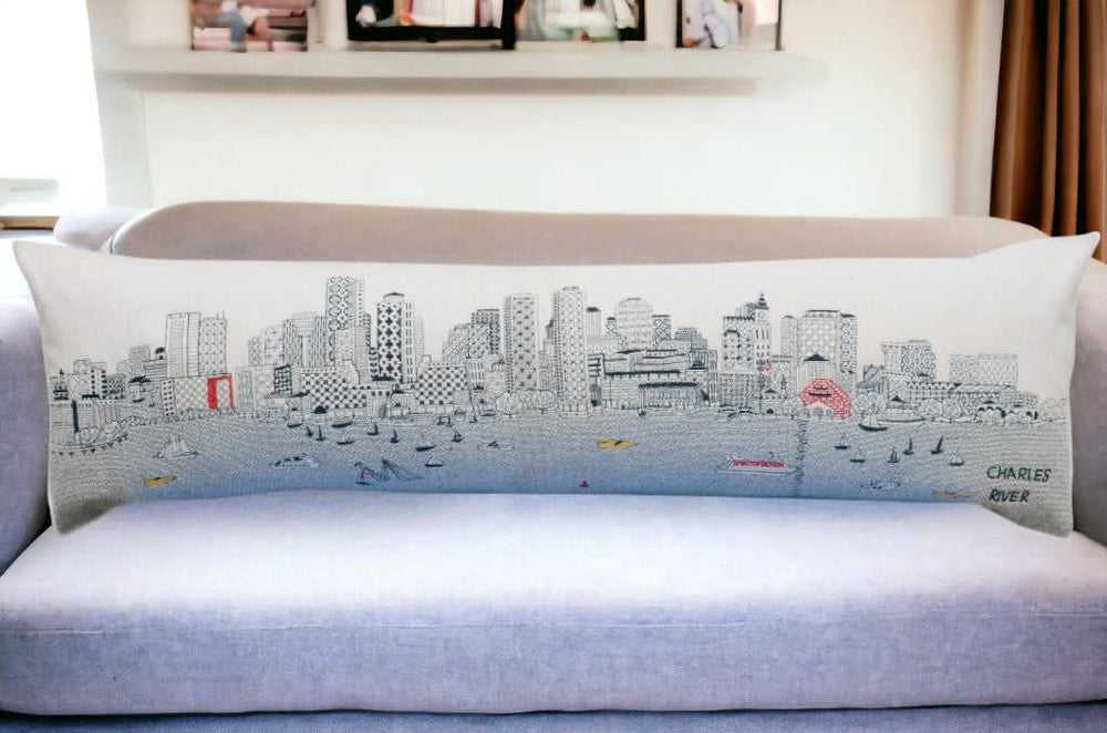 46" White Boston Daylight Skyline Lumbar Decorative Pillow - Homeroots - Flyclothing LLC