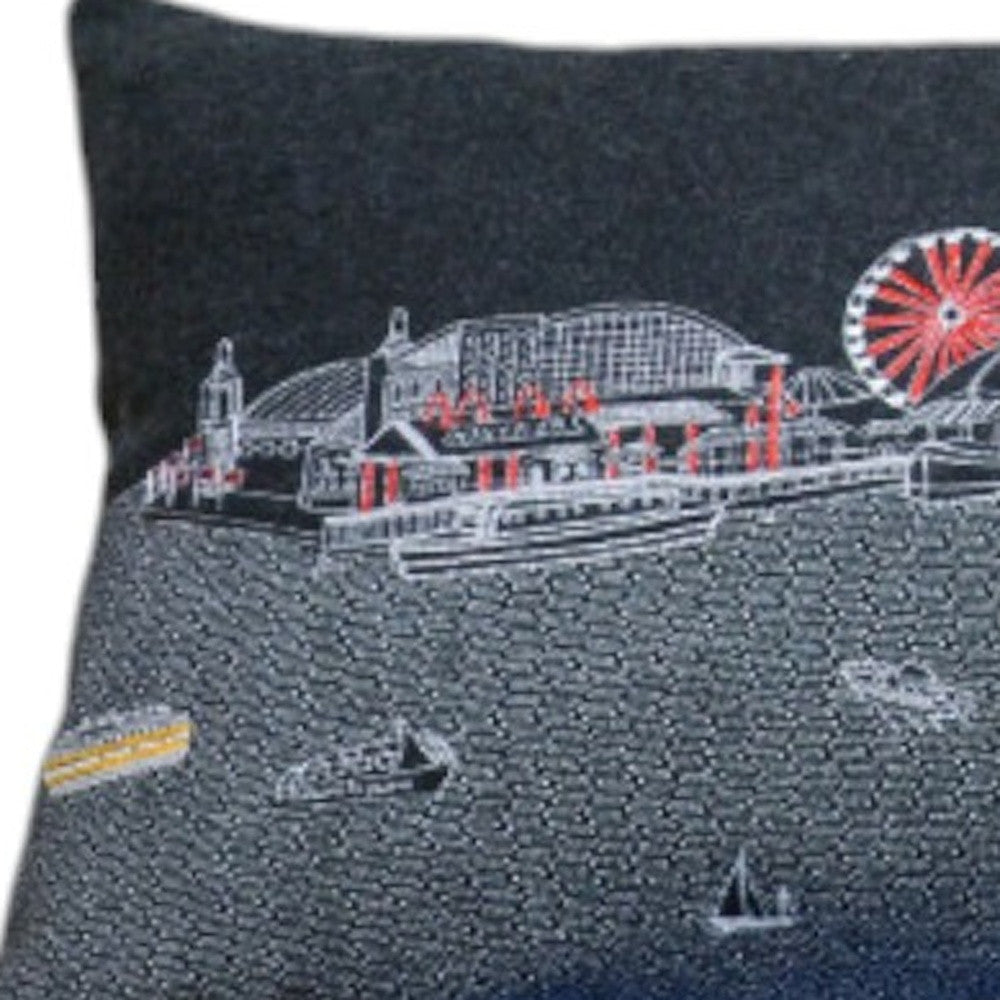 46" Black Chicago Nighttime Skyline Lumbar Decorative Pillow - Homeroots - Flyclothing LLC