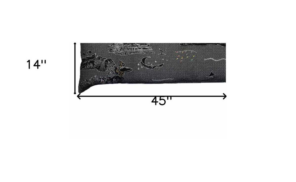46" Black Hawaii Nighttime Skyline Lumbar Decorative Pillow - Homeroots - Flyclothing LLC