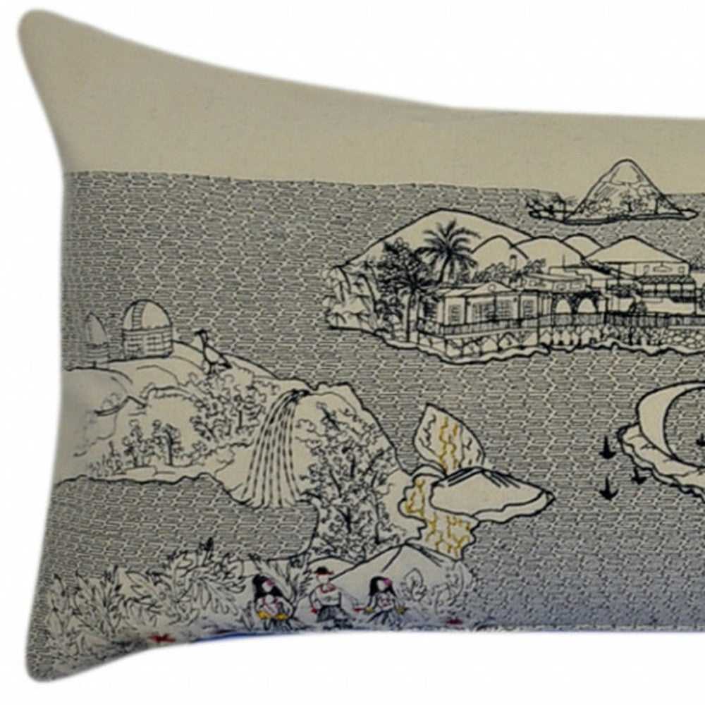 46" White Hawaii Daylight Skyline Lumbar Decorative Pillow - Homeroots - Flyclothing LLC