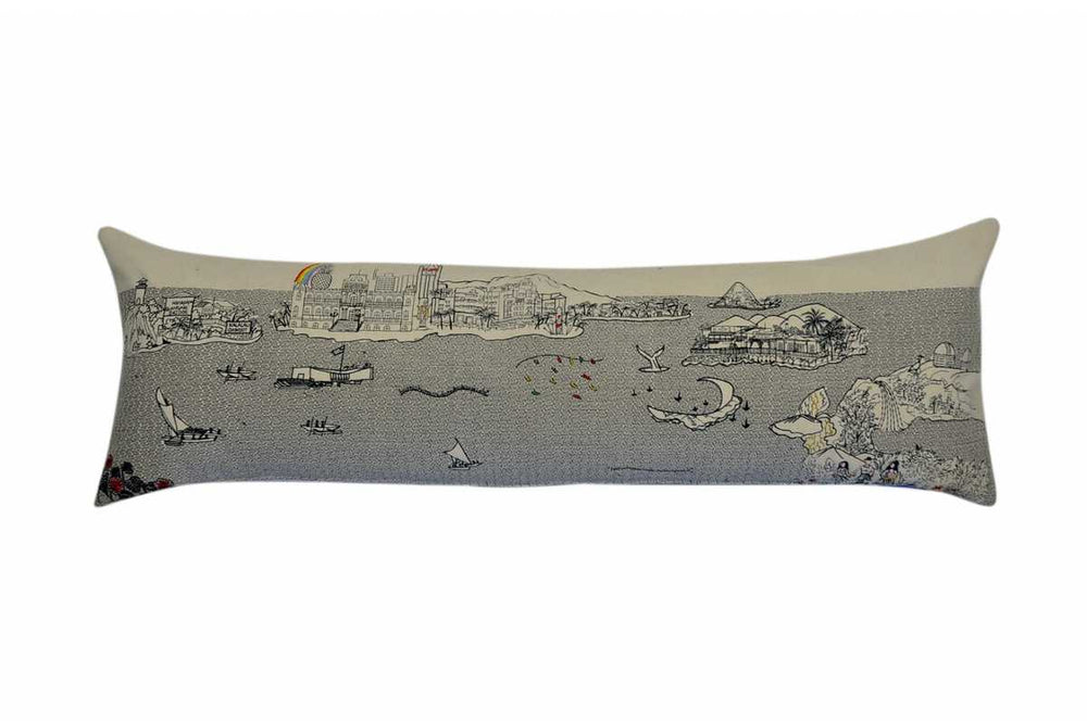 46" White Hawaii Daylight Skyline Lumbar Decorative Pillow - Homeroots - Flyclothing LLC