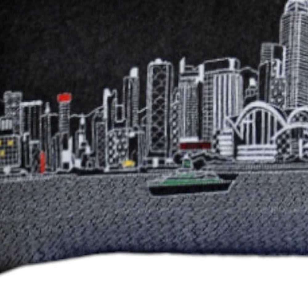 46" Black Hong Kong Nighttime Skyline Lumbar Decorative Pillow - Homeroots - Flyclothing LLC