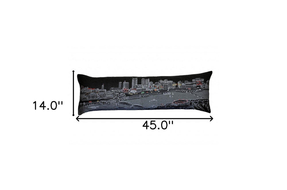 46" Black Nashville Nighttime Skyline Lumbar Decorative Pillow - Homeroots - Flyclothing LLC
