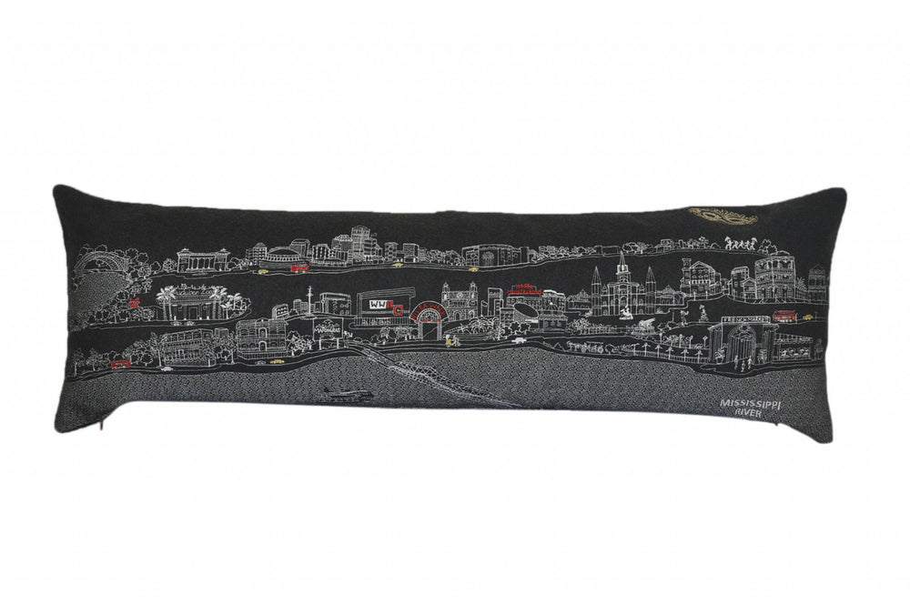 46" Black New Orleans Nighttime Skyline Lumbar Decorative Pillow - Homeroots - Flyclothing LLC