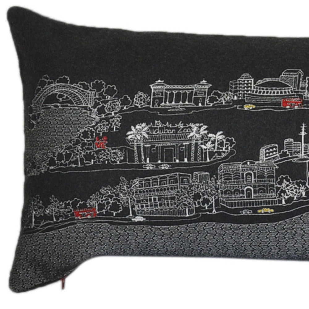 46" Black New Orleans Nighttime Skyline Lumbar Decorative Pillow - Homeroots - Flyclothing LLC