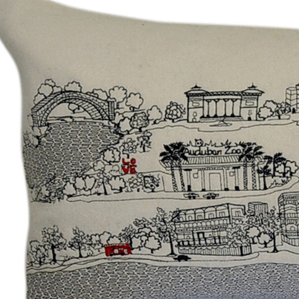 46" White New Orleans Daylight Skyline Lumbar Decorative Pillow - Homeroots - Flyclothing LLC