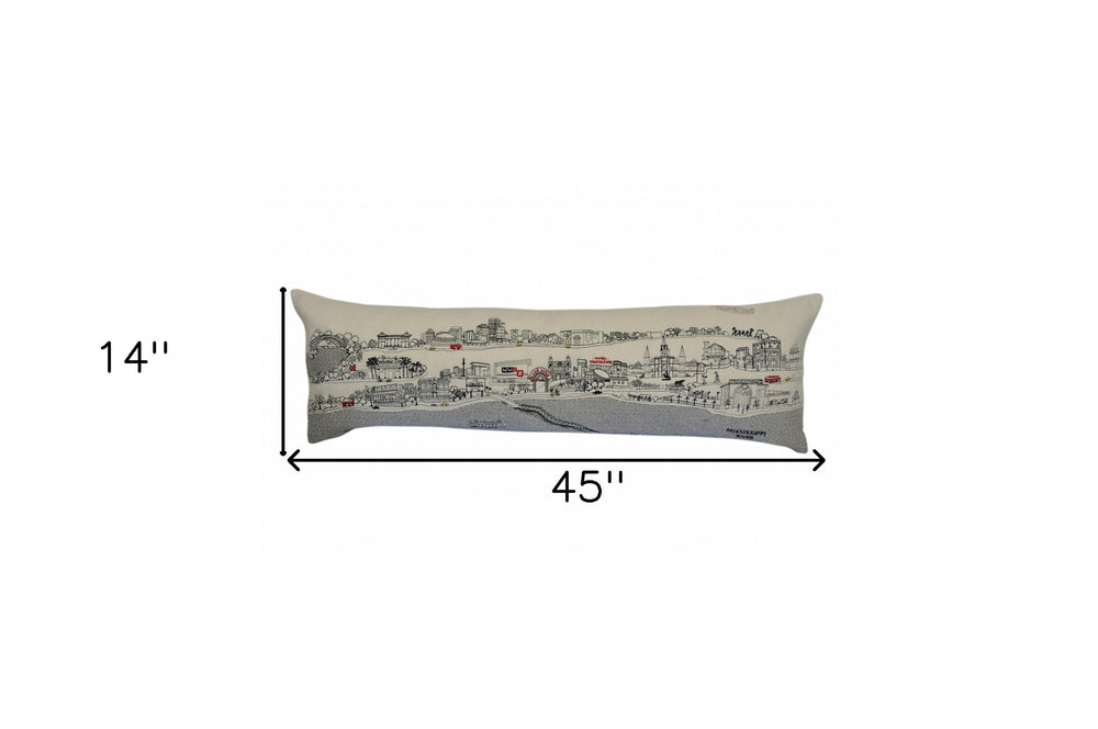 46" White New Orleans Daylight Skyline Lumbar Decorative Pillow - Homeroots - Flyclothing LLC