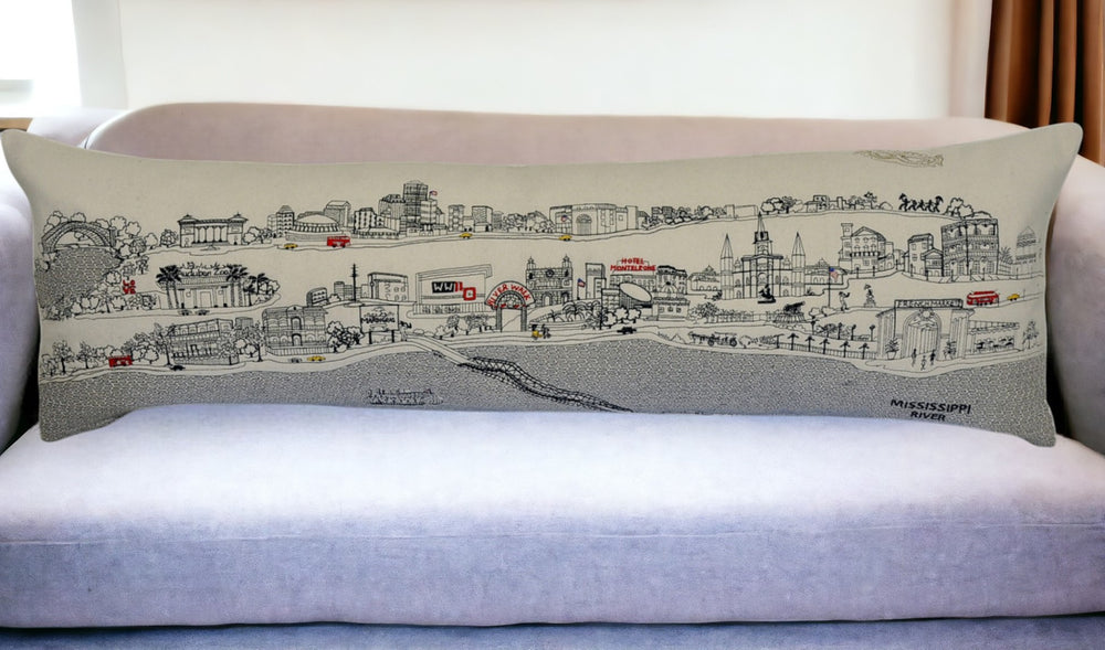 46" White New Orleans Daylight Skyline Lumbar Decorative Pillow - Homeroots - Flyclothing LLC
