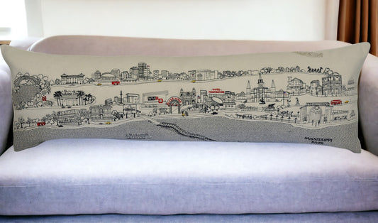 46" White New Orleans Daylight Skyline Lumbar Decorative Pillow - Homeroots