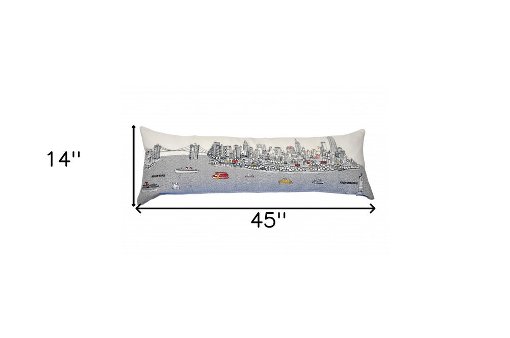 46" White NYC Daylight Skyline Lumbar Decorative Pillow - Homeroots - Flyclothing LLC