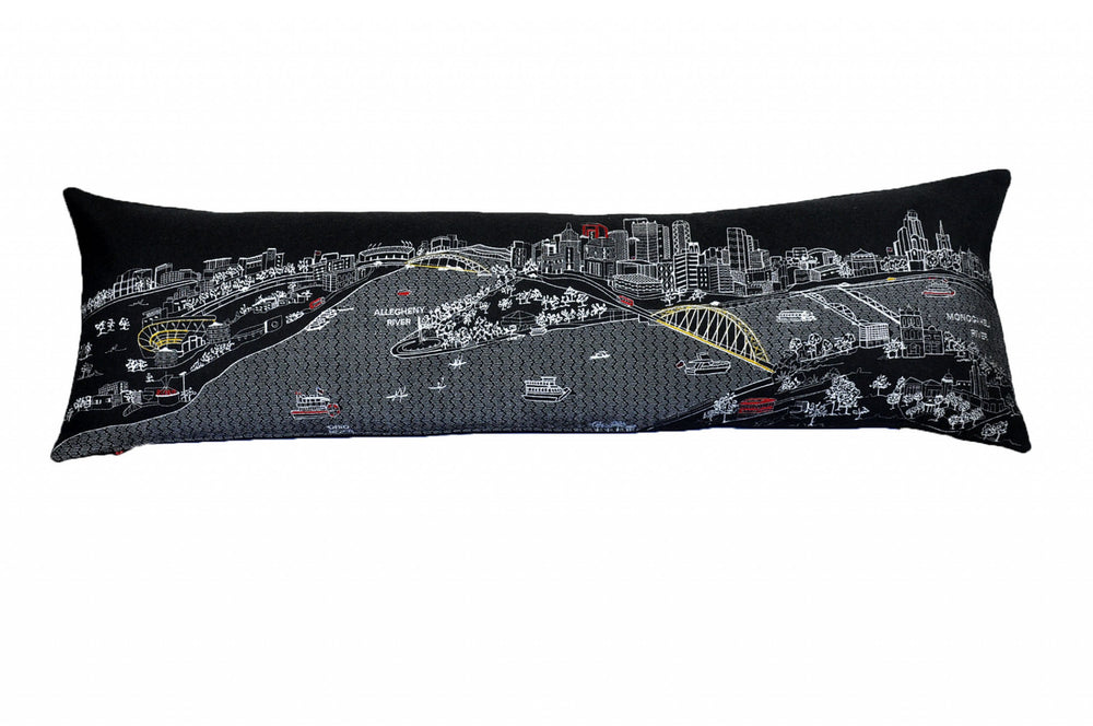 46" Black Pittsburgh Nighttime Skyline Lumbar Decorative Pillow - Homeroots - Flyclothing LLC