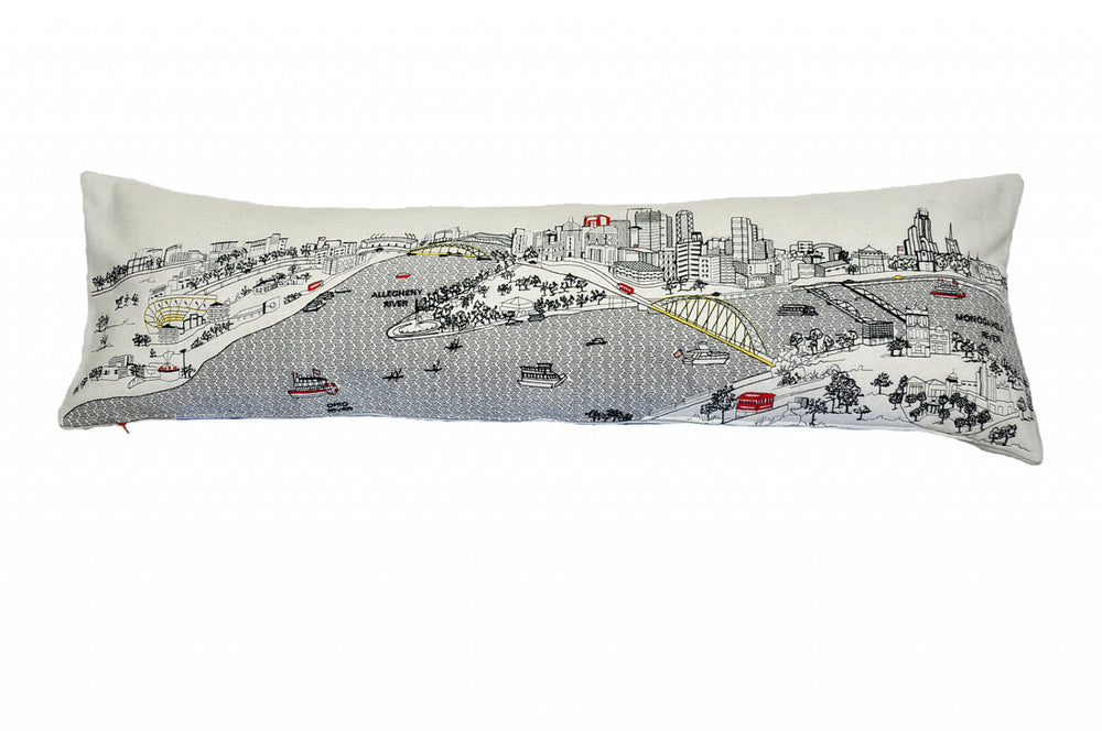 46" White Pittsburgh Daylight Skyline Lumbar Decorative Pillow - Homeroots - Flyclothing LLC