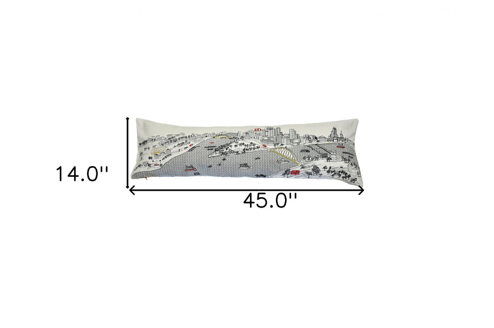 46" White Pittsburgh Daylight Skyline Lumbar Decorative Pillow - Homeroots - Flyclothing LLC