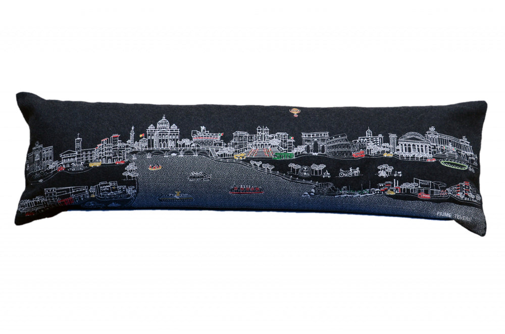 46" Black Rome Nighttime Skyline Lumbar Decorative Pillow - Homeroots - Flyclothing LLC