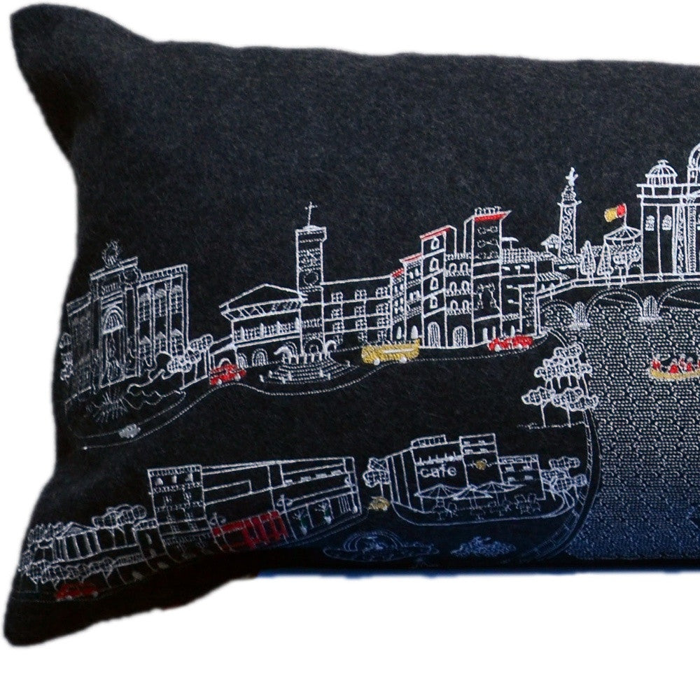 46" Black Rome Nighttime Skyline Lumbar Decorative Pillow - Homeroots - Flyclothing LLC