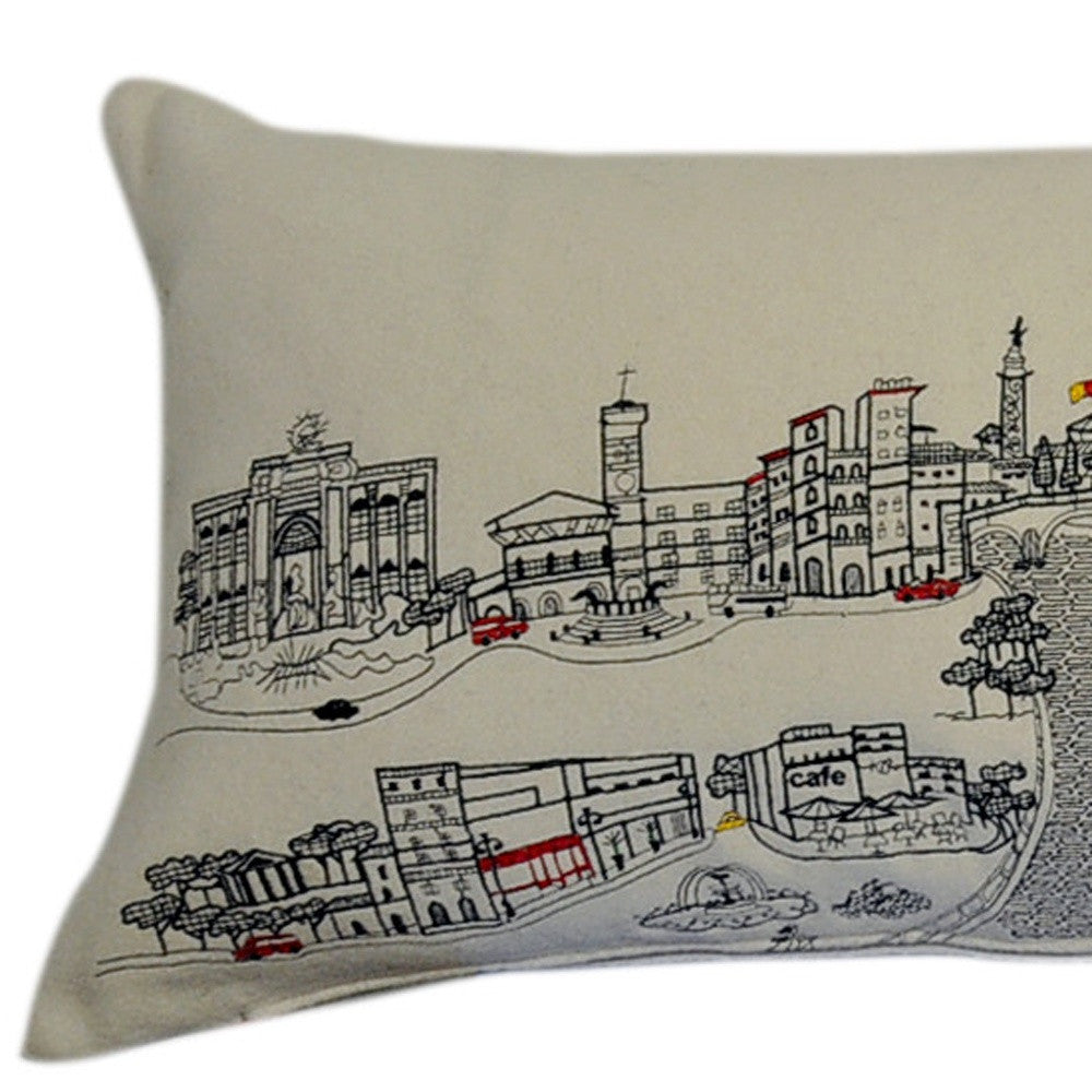46" White Rome Daylight Skyline Lumbar Decorative Pillow - Homeroots - Flyclothing LLC