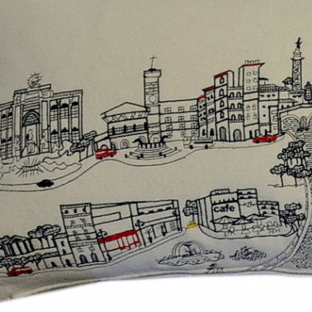 46" White Rome Daylight Skyline Lumbar Decorative Pillow - Homeroots - Flyclothing LLC