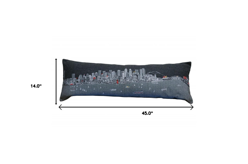 46" Black Seattle Nighttime Skyline Lumbar Decorative Pillow - Homeroots - Flyclothing LLC