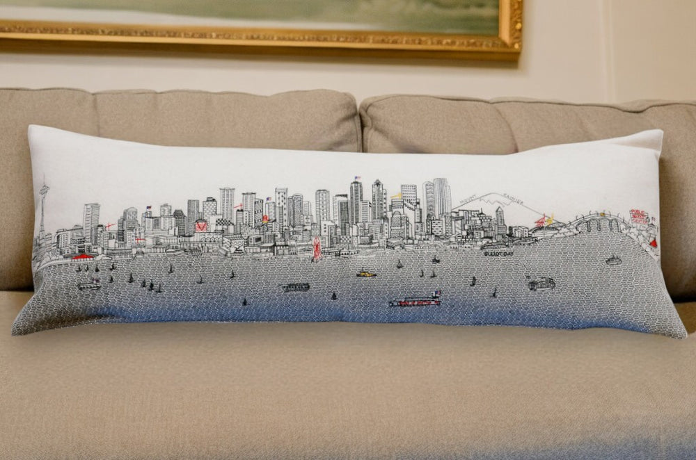 46" White Seattle Daylight Skyline Lumbar Decorative Pillow - Homeroots - Flyclothing LLC
