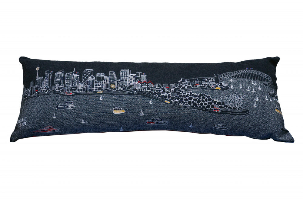 46" Black Sydney Nighttime Skyline Lumbar Decorative Pillow - Homeroots - Flyclothing LLC