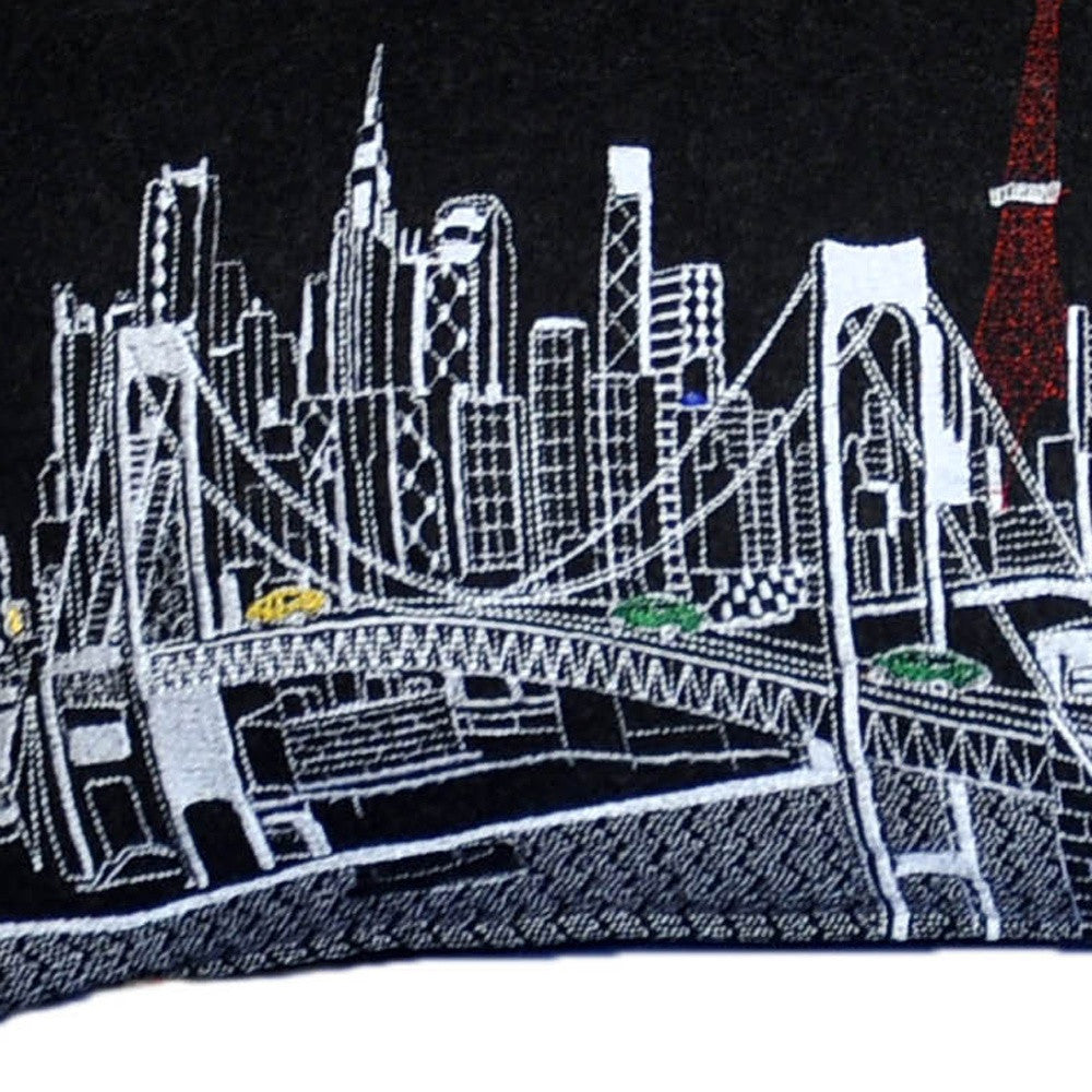 46" Black Tokyo Nighttime Skyline Lumbar Decorative Pillow - Homeroots - Flyclothing LLC