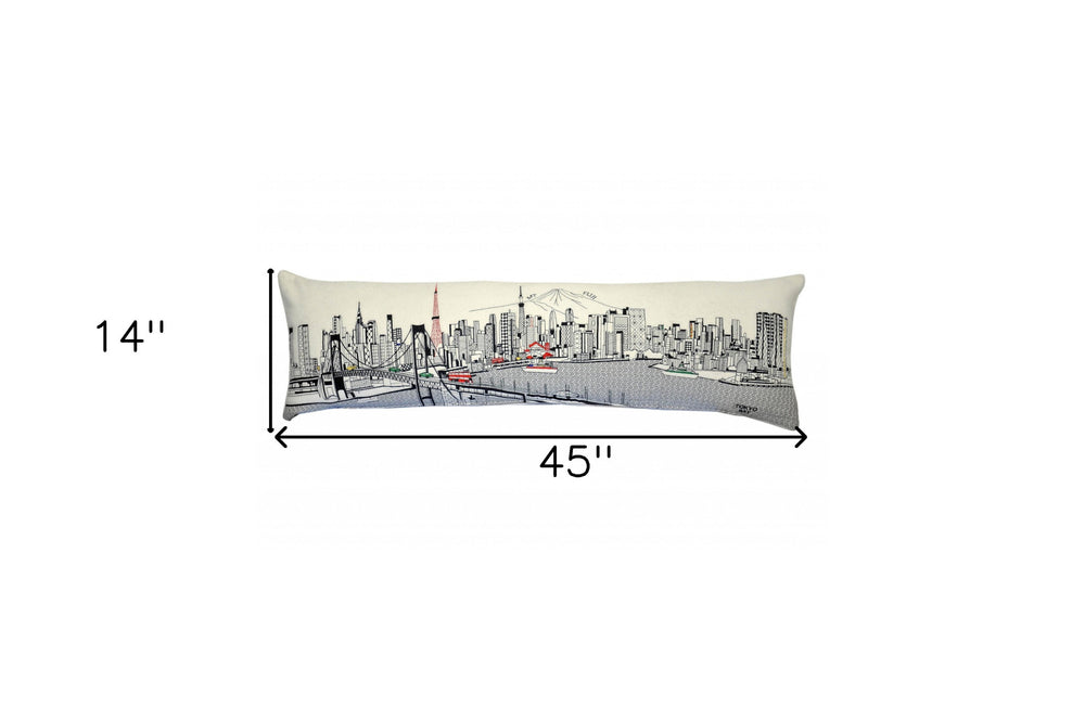 46" White Tokyo Daylight Skyline Lumbar Decorative Pillow - Homeroots - Flyclothing LLC