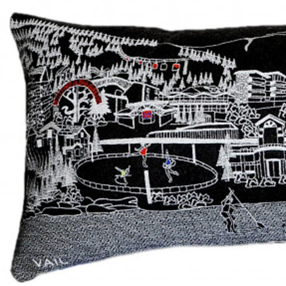 46" Black Vail Nighttime Skyline Lumbar Decorative Pillow - Homeroots - Flyclothing LLC