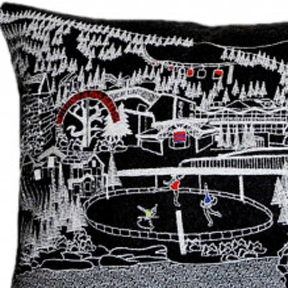 46" Black Vail Nighttime Skyline Lumbar Decorative Pillow - Homeroots - Flyclothing LLC