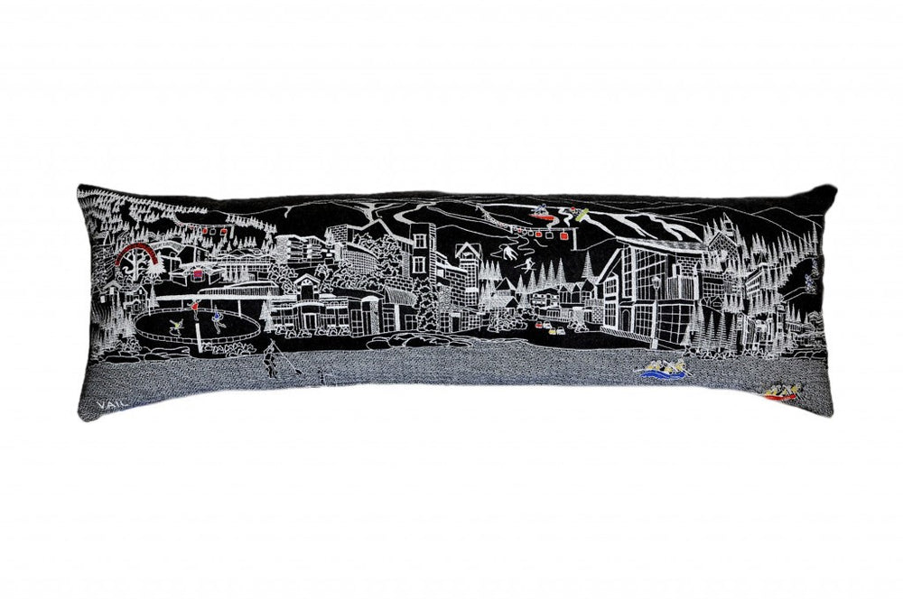 46" Black Vail Nighttime Skyline Lumbar Decorative Pillow - Homeroots - Flyclothing LLC