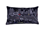 25" Black Atlanta Nighttime Skyline Lumbar Decorative Pillow - Homeroots - Flyclothing LLC