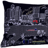 25" Black Atlanta Nighttime Skyline Lumbar Decorative Pillow - Homeroots - Flyclothing LLC