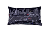 25" Black Atlanta Nighttime Skyline Lumbar Decorative Pillow - Homeroots - Flyclothing LLC