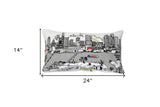 25" White Atlanta Daylight Skyline Lumbar Decorative Pillow - Homeroots - Flyclothing LLC