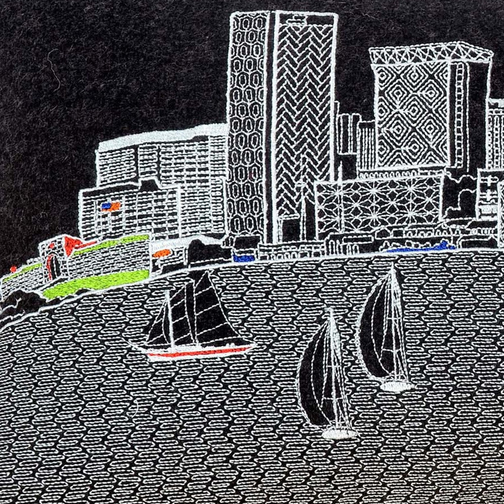 25" Black Austin Nighttime Skyline Lumbar Decorative Pillow - Homeroots - Flyclothing LLC