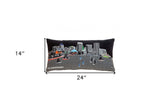 25" Black Austin Nighttime Skyline Lumbar Decorative Pillow - Homeroots - Flyclothing LLC