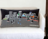 25" Black Austin Nighttime Skyline Lumbar Decorative Pillow - Homeroots - Flyclothing LLC