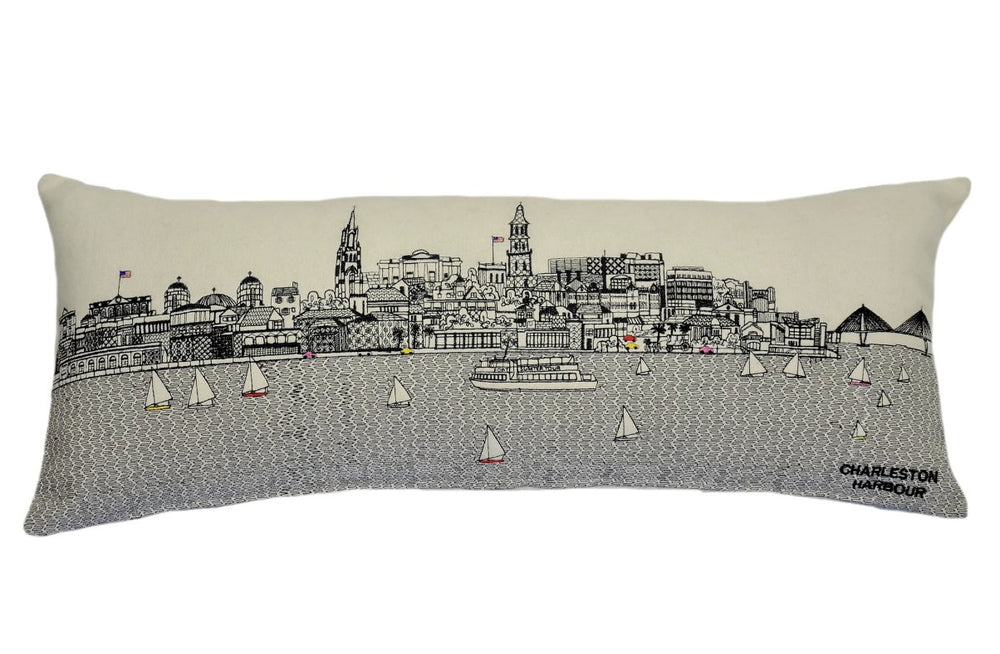 25" White Charleston Daylight Skyline Lumbar Decorative Pillow - Homeroots - Flyclothing LLC