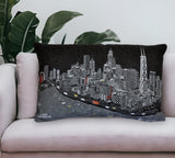 25" Black Chicago Nighttime Skyline Lumbar Decorative Pillow - Homeroots - Flyclothing LLC