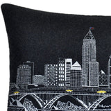 25" Black Cleveland Nighttime Skyline Lumbar Decorative Pillow - Homeroots - Flyclothing LLC