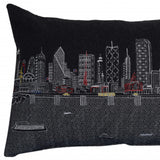 25" Black Dallas Nighttime Skyline Lumbar Decorative Pillow - Homeroots - Flyclothing LLC