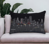 25" Black Dallas Nighttime Skyline Lumbar Decorative Pillow - Homeroots - Flyclothing LLC