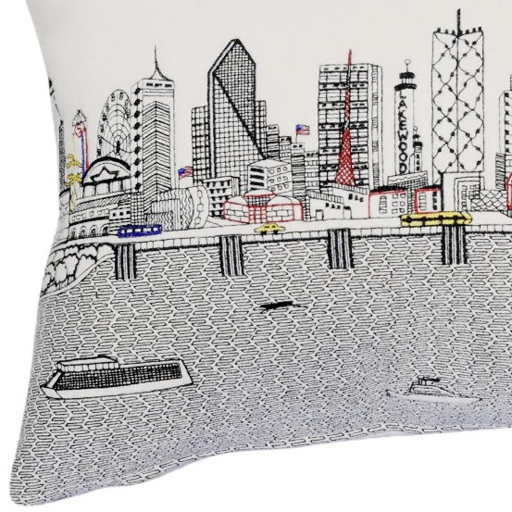 25" White Dallas Daylight Skyline Lumbar Decorative Pillow - Homeroots - Flyclothing LLC