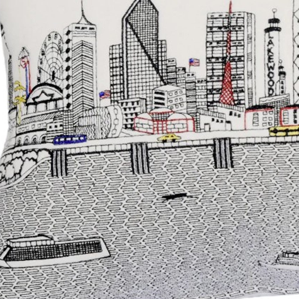 25" White Dallas Daylight Skyline Lumbar Decorative Pillow - Homeroots - Flyclothing LLC