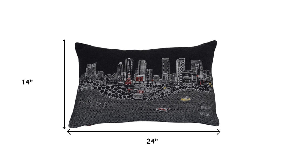 14" X 24" Black and White Hometown Pride Wool Lumbar Throw Pillow - Homeroots - Flyclothing LLC